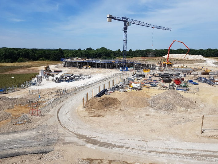 Reinforced concrete structure at Babraham Research Campus, Cambridge